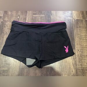 Playboy Athletic Shorts with Pink Logo and Trim